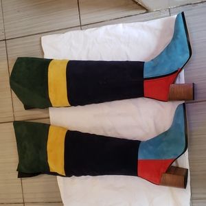 Anthropology new patchwork suede over the knee boots